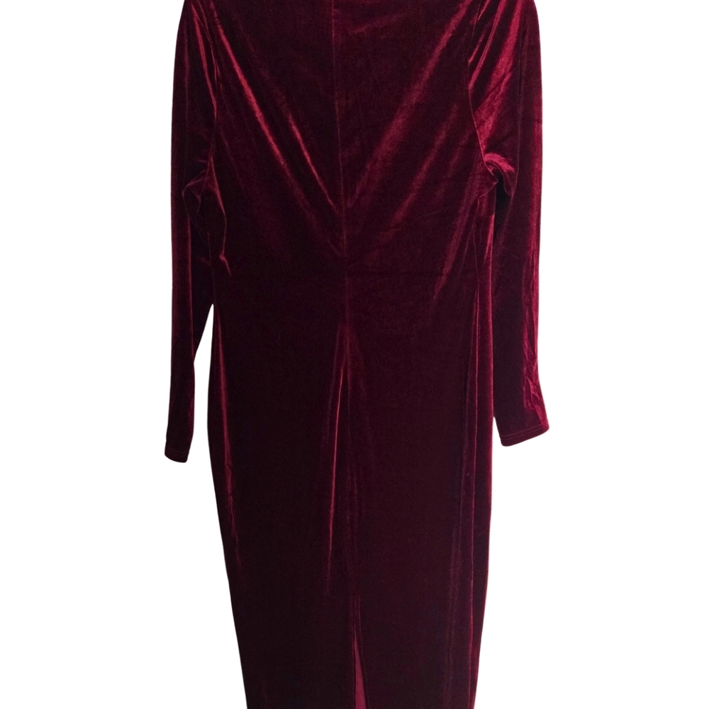 Fashion Nova Velvet Long Sleeve Dress - Deep Burgundy